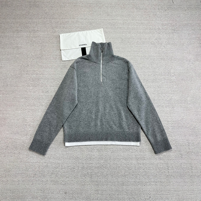 9A+ quality chanel cashmere blend half-zip sweater